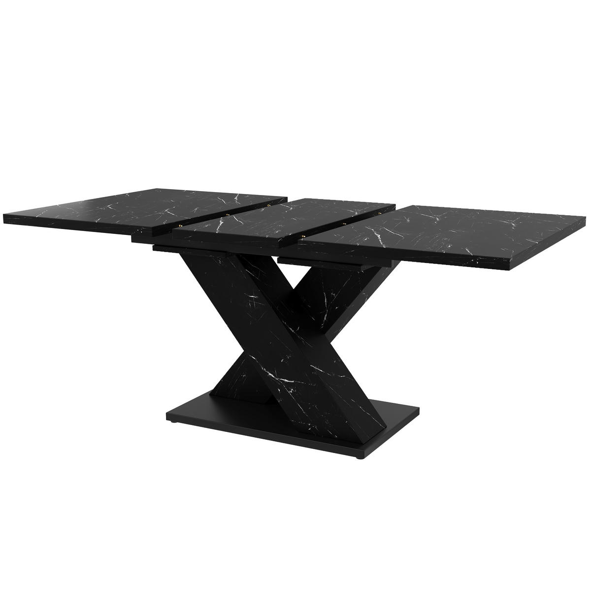 ESSTISCH 119,5/80/75 cm schwarz aus MDF und Metall ausziehbar - Schwarz, Holzwerkstoff (119/80/75cm) - OKWISH