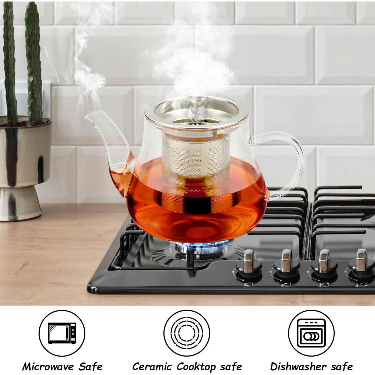 TEEKANNE Glas 800ml mit Edelstahl-Filter - Transparent, Glas (14.5/15.5cm)