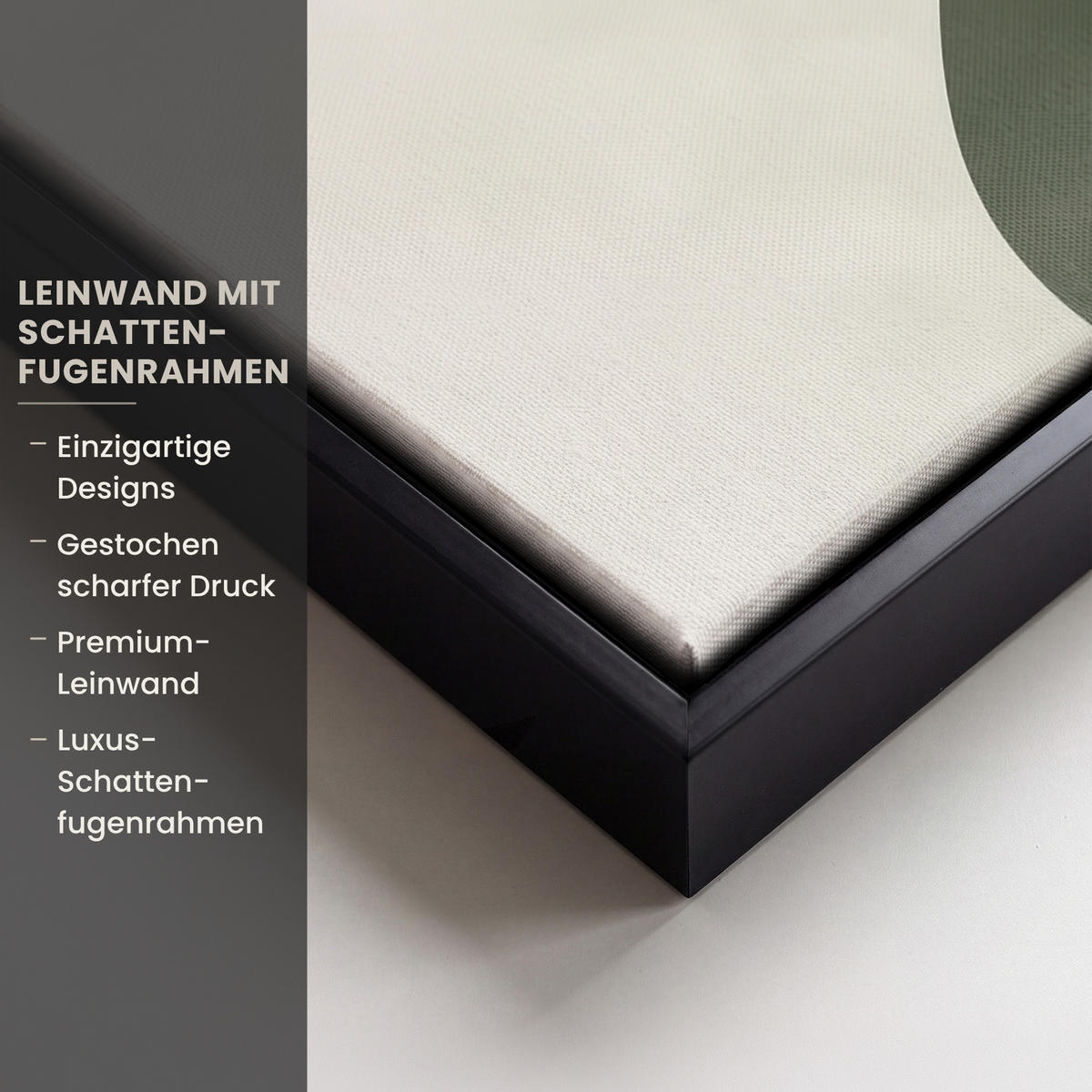 LEINWAND Bilder mit Rahmen - Japandi - Grün - Abstrakt - Modern - 30x20 - Salbeigrün, Textil (30/20cm) - MuchoWow