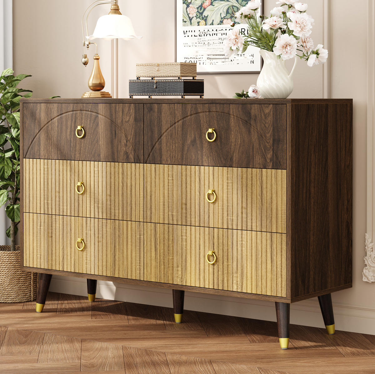 HOCHSCHRANK 60/28/165 cm mit Spiegeltür, verstellbaren Einlegeböden und offenem Stauraum, Natur - Naturfarben, Holzwerkstoff (60/165/28cm) - Redom