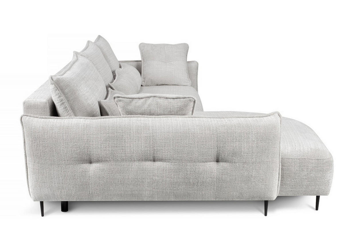 ECKSOFA Oblivio Hellgrau Chenille - Hellgrau/Schwarz, Textil/Metall (285/200cm) - Selsey