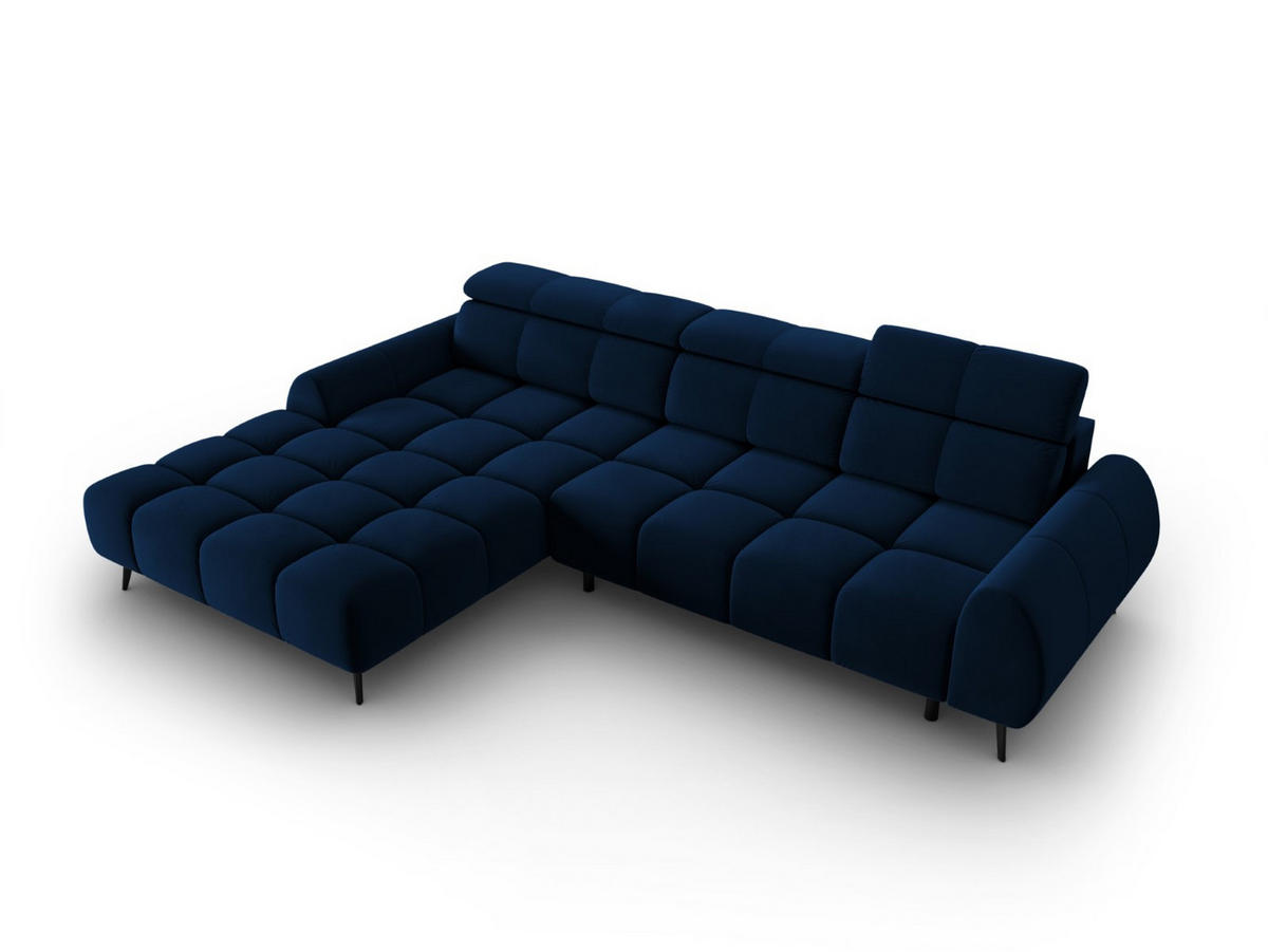 ELEKTRISCHES-ECKSOFA links Alyse aus Samt königsblau 5 Sitzplätze - Blau, Textil (188/295cm) - Micadoni