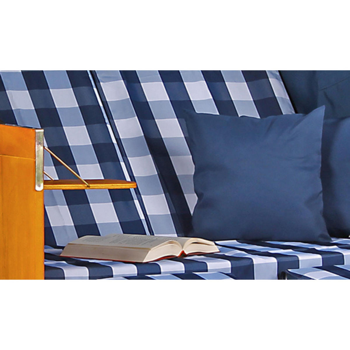 STRANDKORB Ostsee 2-Sitzer PE weiß - Blau/Weiß, Metall (120/160/80cm) - Mr. Deko
