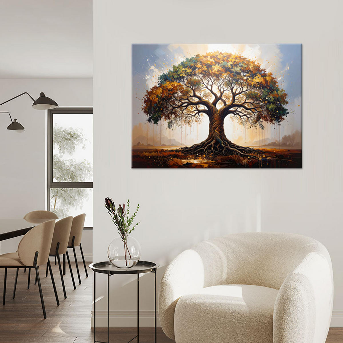 LEINWANDBILD, Bunter Baum der Liebe Natur - Braun, Textil (60/40cm) - Feeby