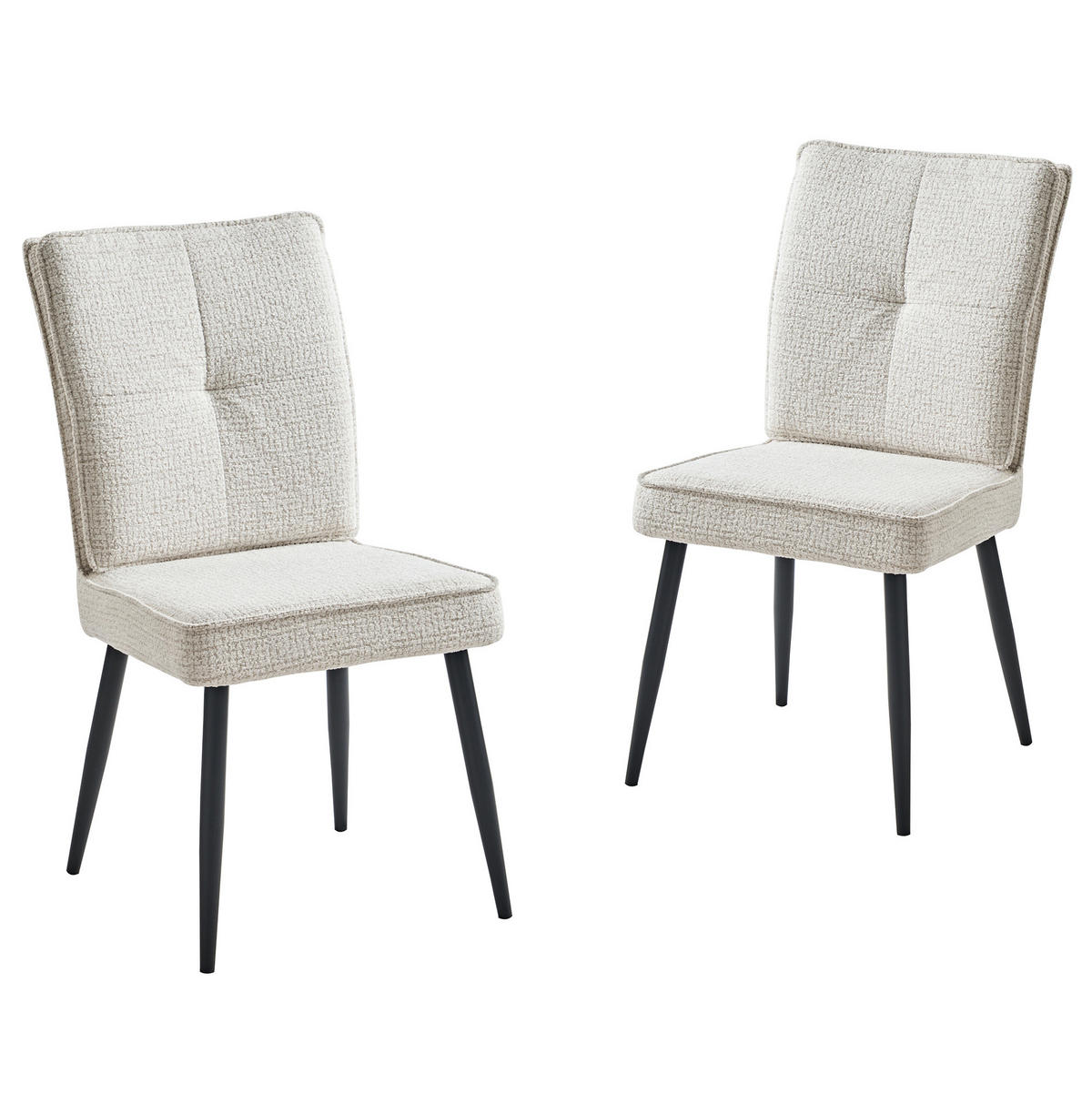 STUHL 2er-Set mit Metallbeinen Chenille Cremeweiß - Weiß, Metall (41/90.5/44cm) - Meubliv