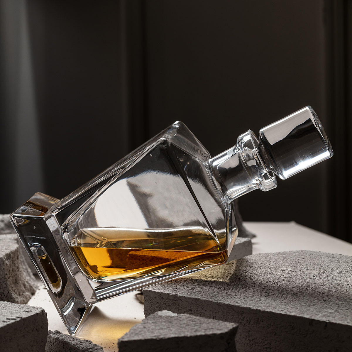 WHISKYKARAFFE MIT STOPPER Caro, 750 ml, Handgemacht - Transparent, Glas (0.75L) - Krosno Glass