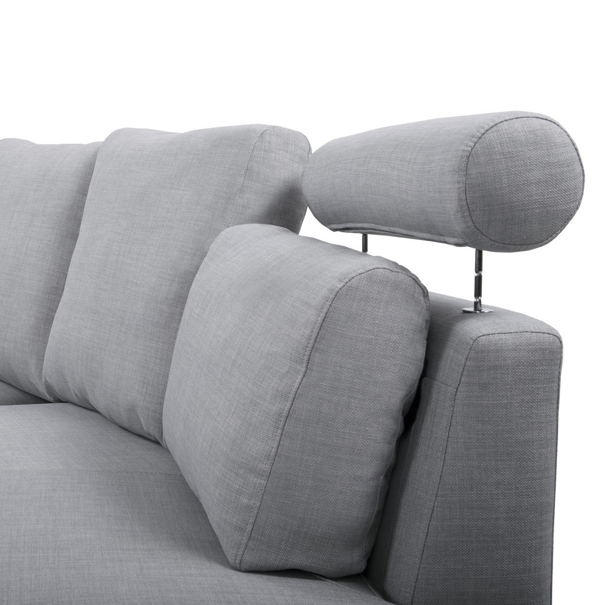 7-SITZER-SOFA mit Ottomane Polyester Grau Rotunde - Grau, Textil (448/76/236cm) - Beliani