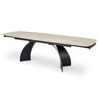 ESSTISCH Vitrus Travertin / schwarz 180-260 / 90 / 76cm - Schwarz/Grau, Holz/Stein (90/260/76cm) - Feldmann-Wohnen