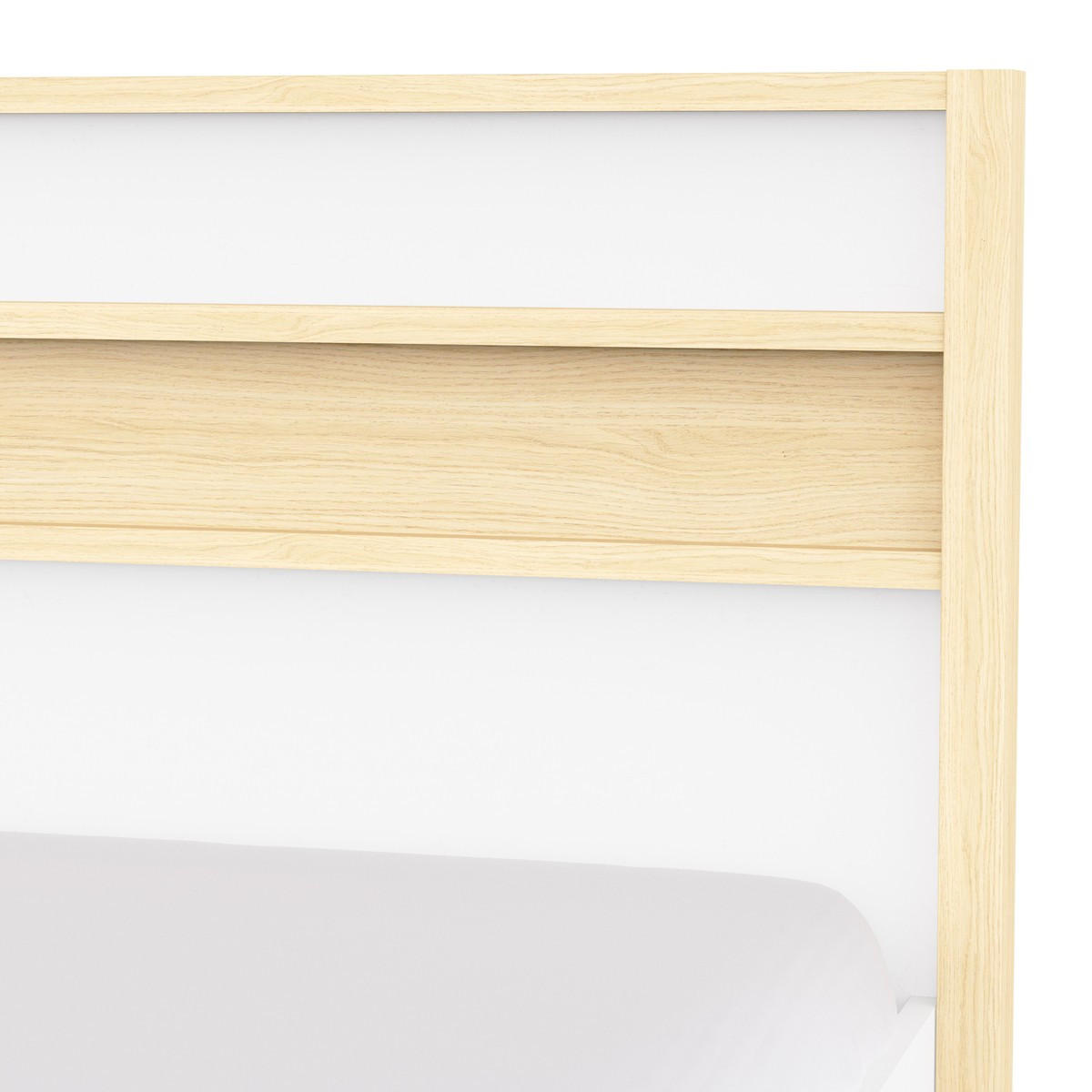 BETT in Weiß und Eiche Dekor 171,9/207,3/95 cm - Weiß, Holzwerkstoff (200/160cm) - Calicosy