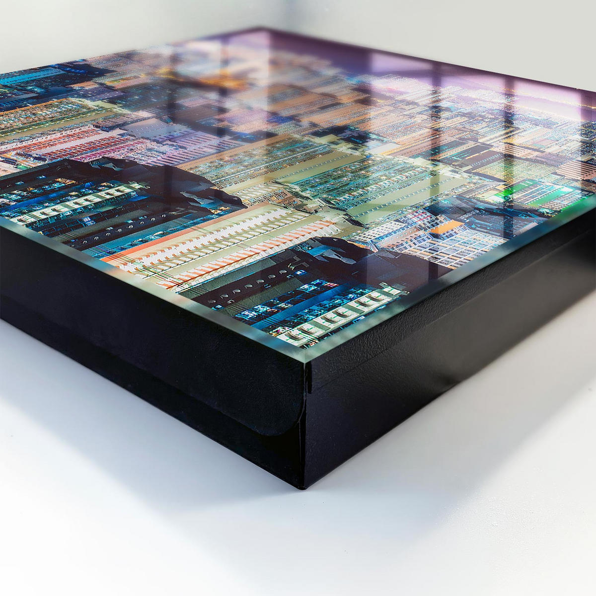 SCHLÜSSELBOX Schwarz 30x30 cm- Türöffnung nach rechts - Stadt bei Nacht - Blau, Metall (30/30/5cm) - TULUP