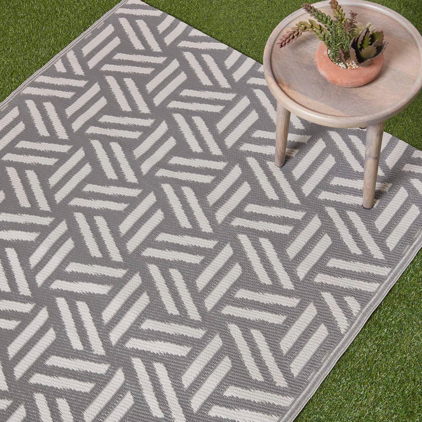 OUTDOORTEPPICH Luna geometrisch gemustert 120/180 cm - Grau, Kunststoff (120/180cm) - Homescapes