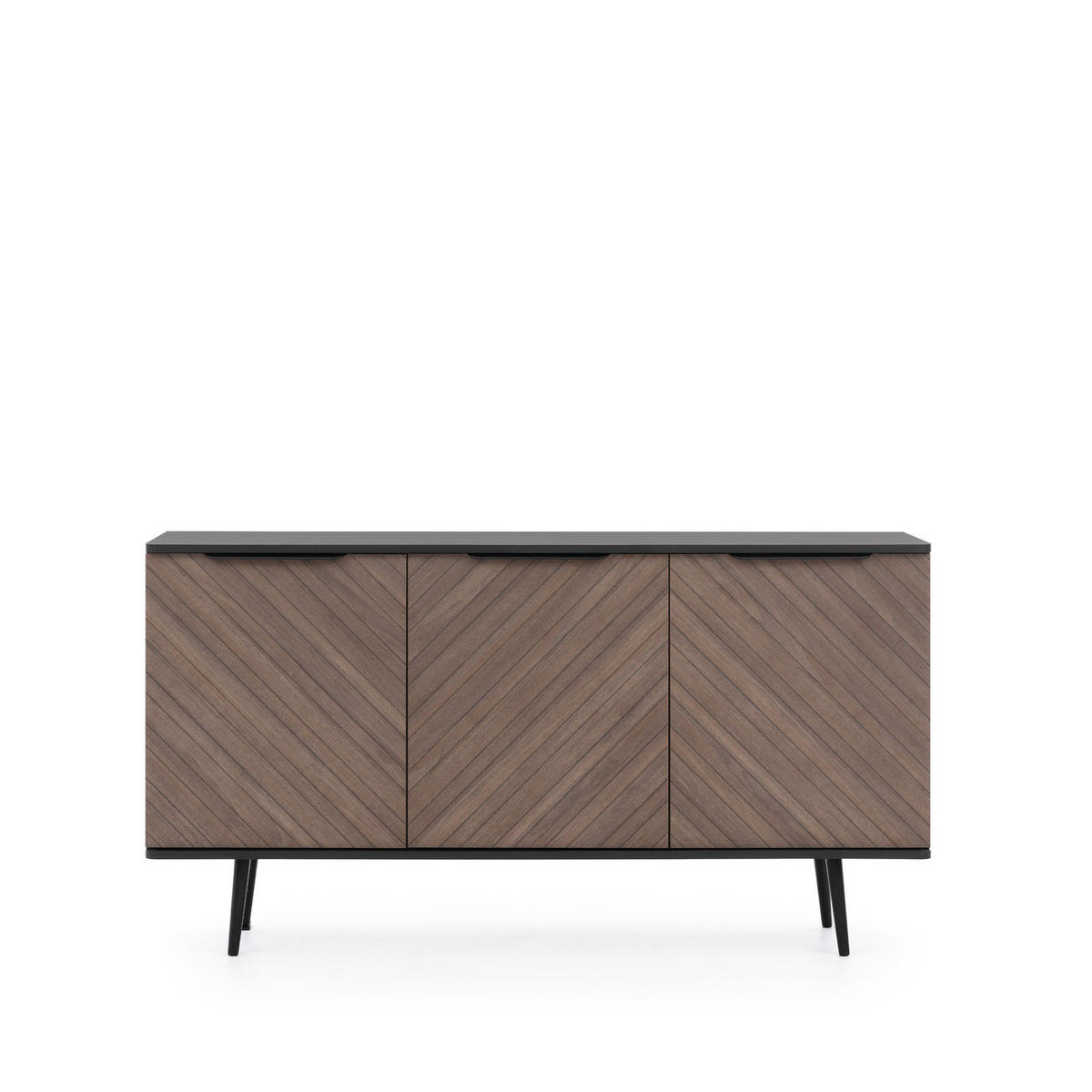 SIDEBOARD Pinelli 150 cm breite 3-türig mit Metallfüße - Schwarz/Braun, Holzwerkstoff/Metall (150/80/41cm) - Ravio