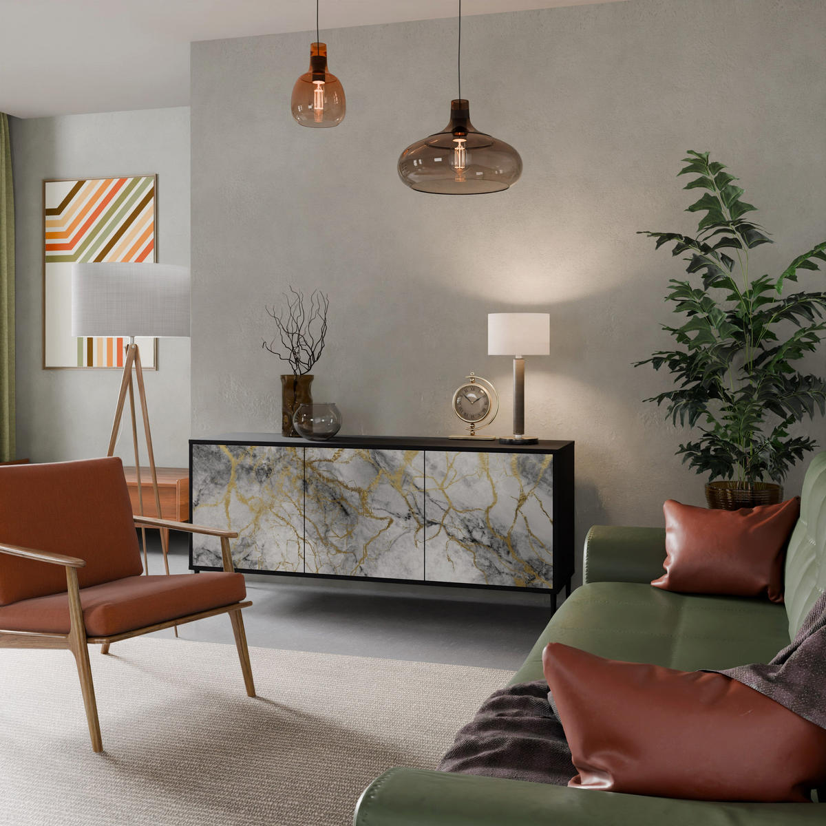 SIDEBOARD TIMELESS GLIDE, Eicheneffekt, 164,5x42x77,5 cm, 3 Türen - Eichefarben/Buchefarben, Holzwerkstoff/Buchenholz (164.5/77.5/42cm) - SpaceRebels