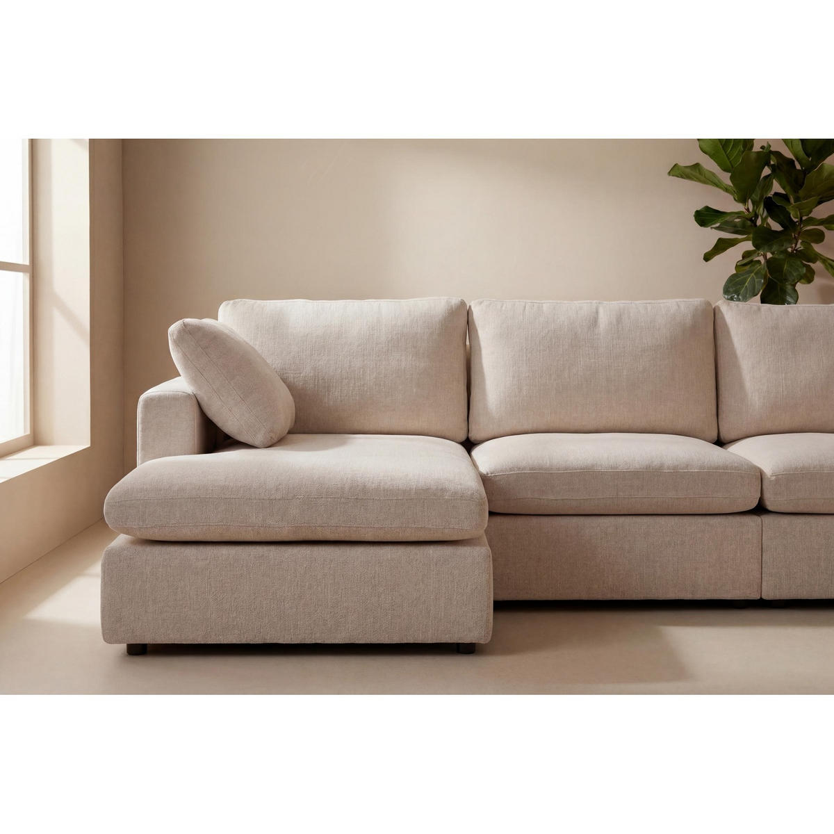 SCHÄSLONGSOFFA Lux för 3 personer 296 x 182 x 89 cm – grå - Grå, Textil (296/89/182cm) - ebuy24