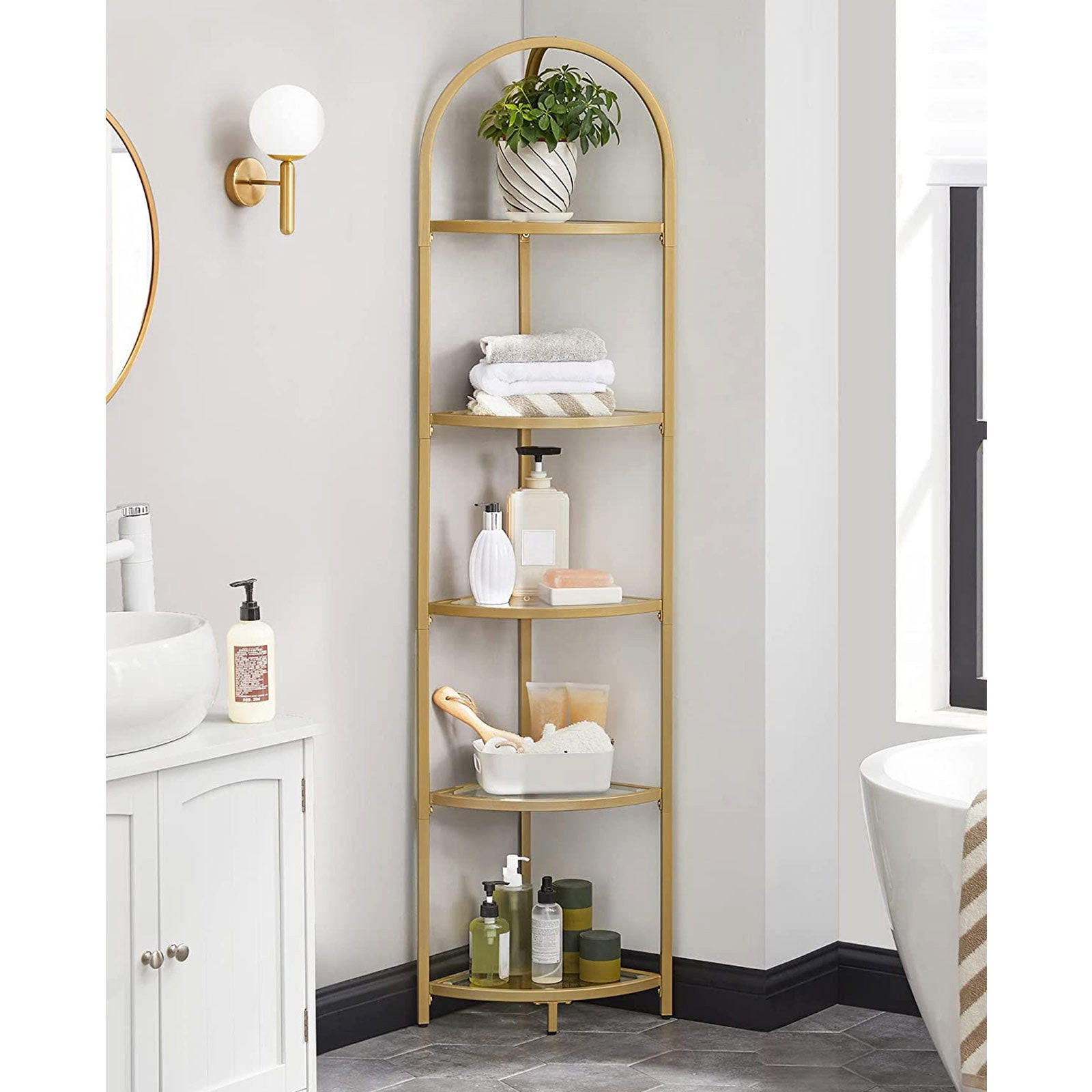 ECKREGAL - Goldfarben, Glas (28/158/28cm) - Hansiro