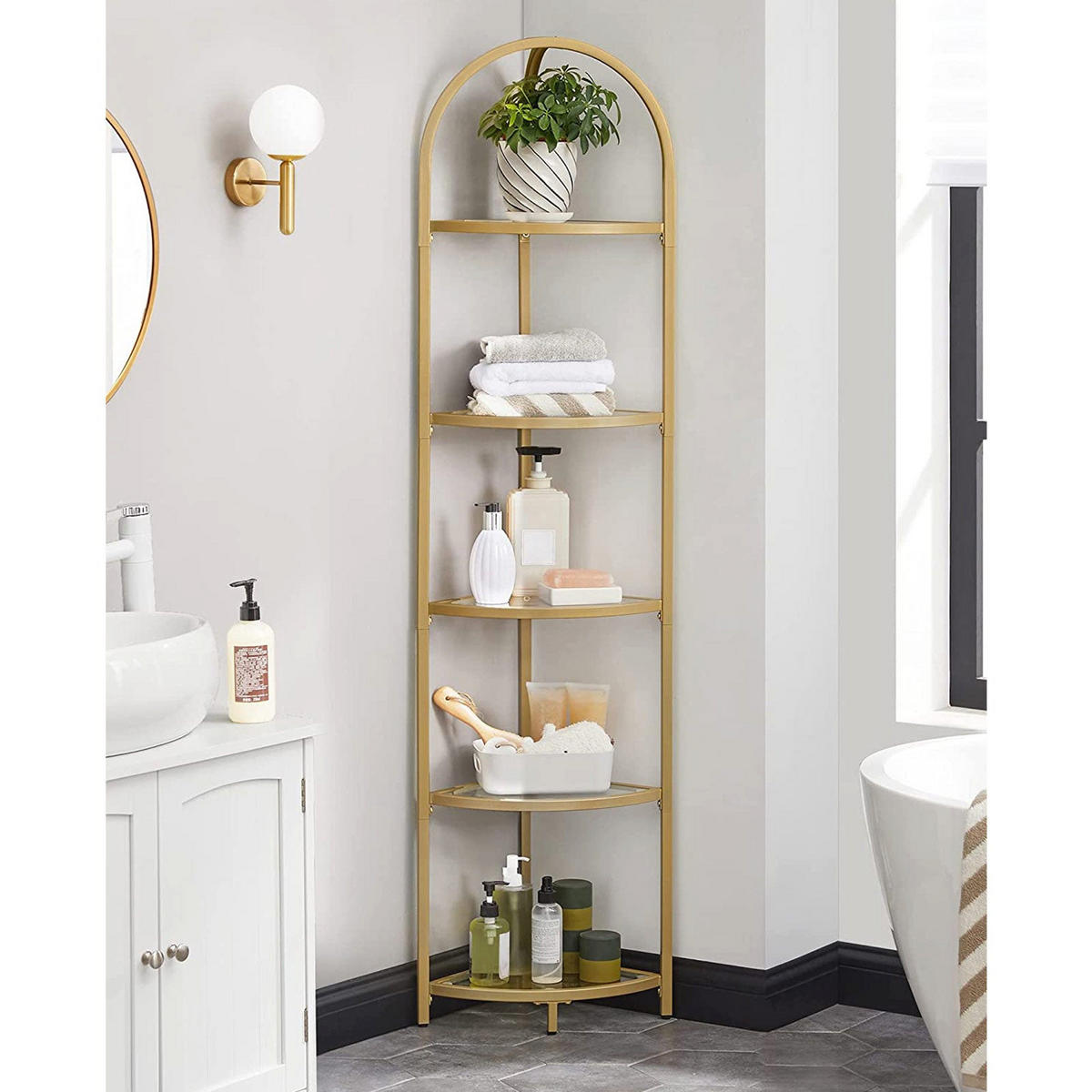 ECKREGAL - Goldfarben, Glas (28/158/28cm) - Hansiro