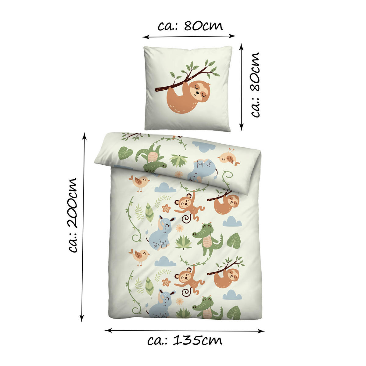 BETTWÄSCHE 2 tlg. mit Motiv 135x200 cm Dschungel - Beige, Textil (135/200cm) - Bestlivings