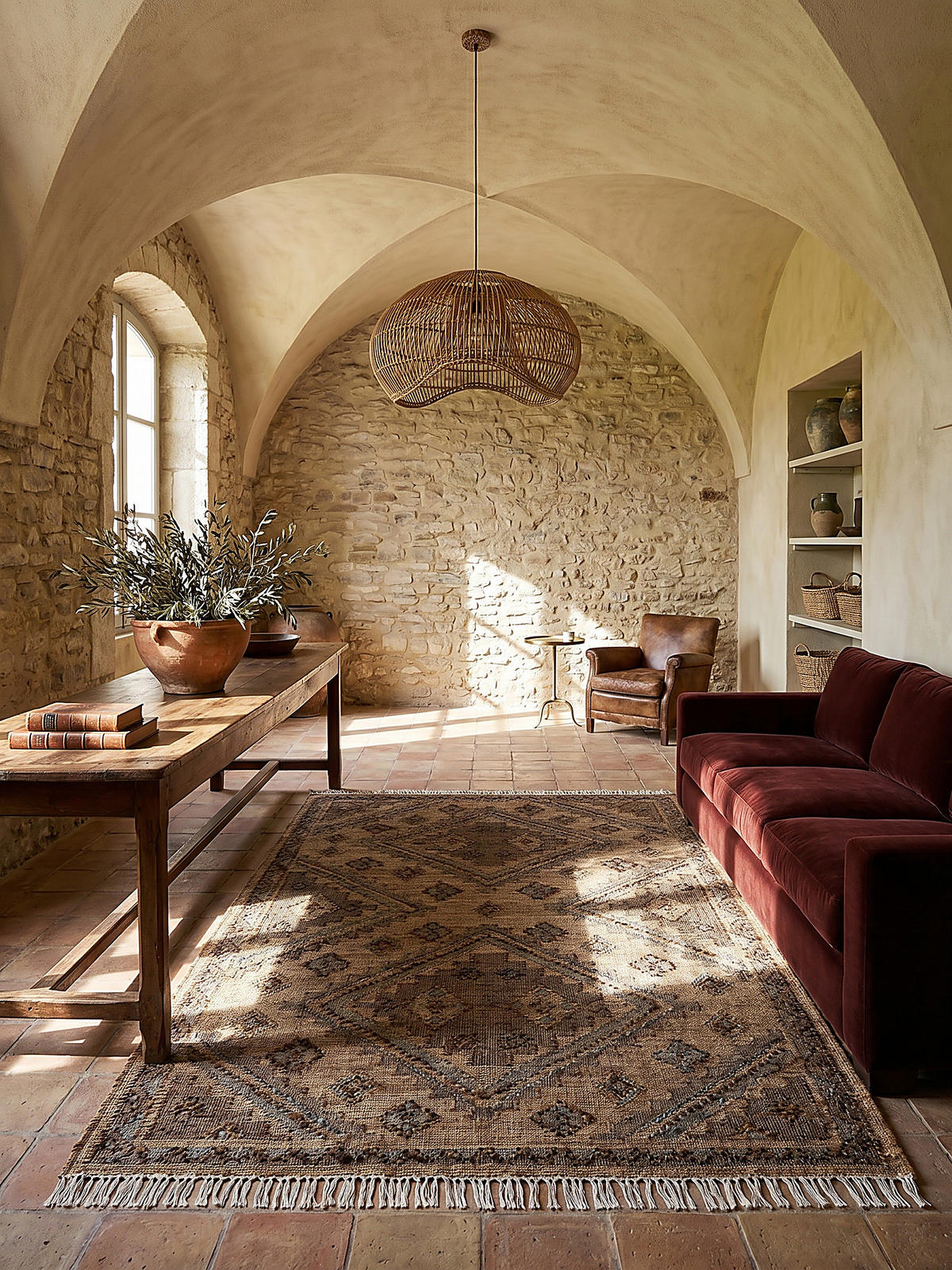 TEPPICH aus Jute handgewebt mit Fransen BERMEO in Natur, im Vintage-Stil, 140 x 200 cm - Beige, Textil (140/200cm) - KADIMA DESIGN