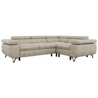 ECKSOFA ORSO L Beige Velvet - Rechts Seite - Beige/Schwarz, Textil/Metall (268/197cm) - MKS