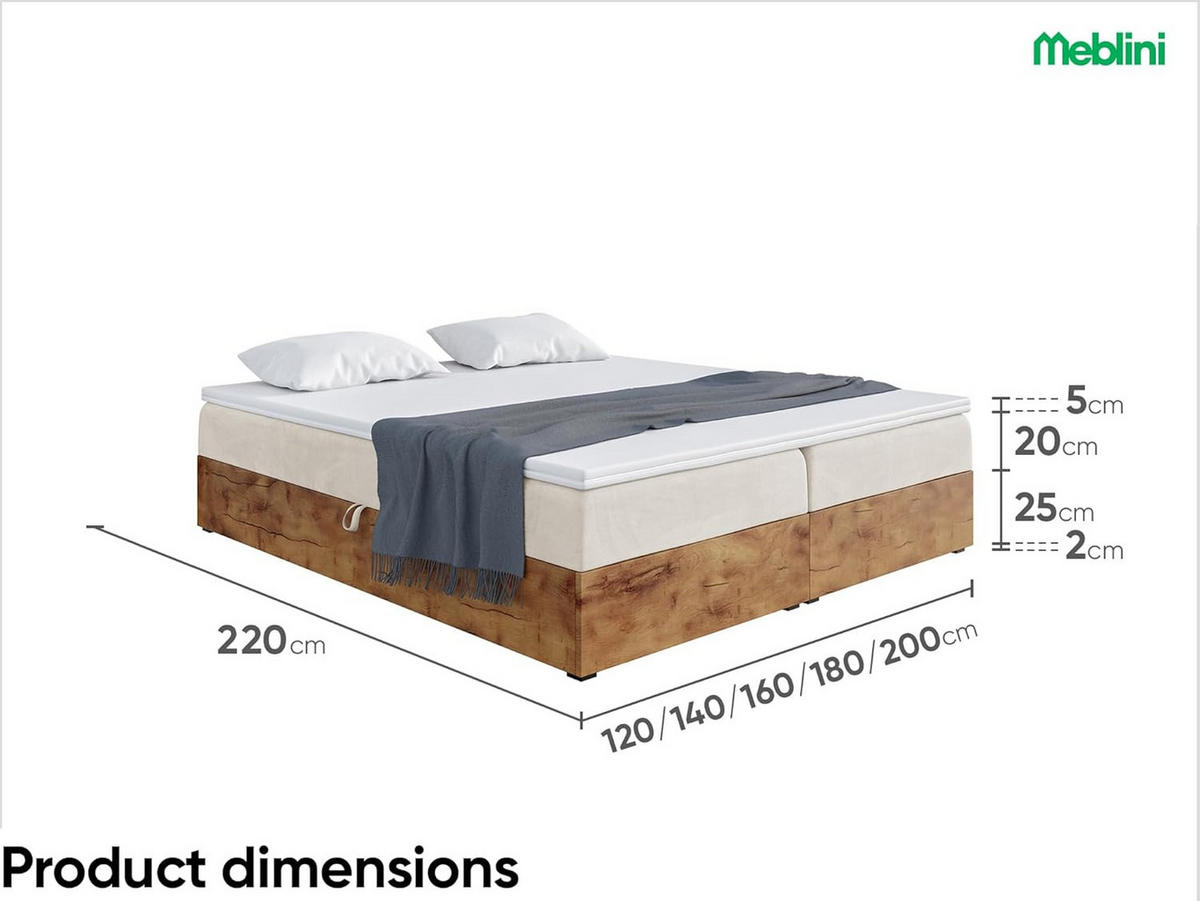 BOXSPRINGBETT LOFTY BOX - Beige, Holzwerkstoff (200/220cm) - Meblini