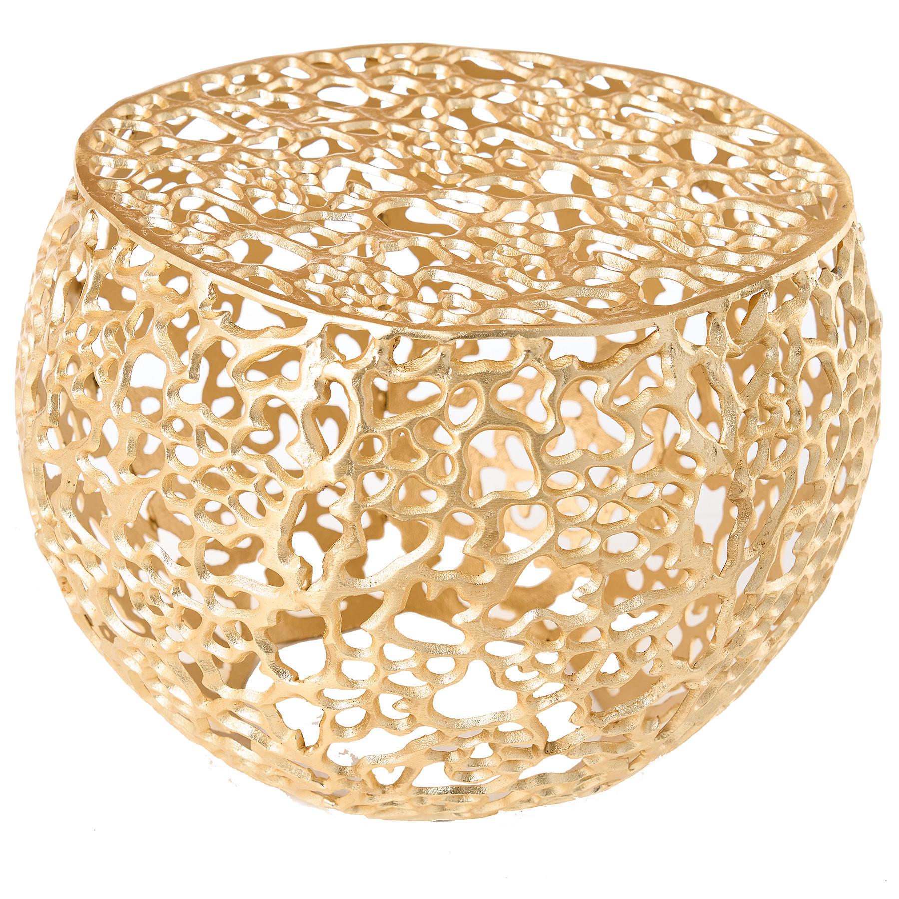 COUCHTISCH ABSTRACT LEAF rund Gold 53cm - Goldfarben/Schwarz, Metall (53/53/38cm) - riess-ambiente
