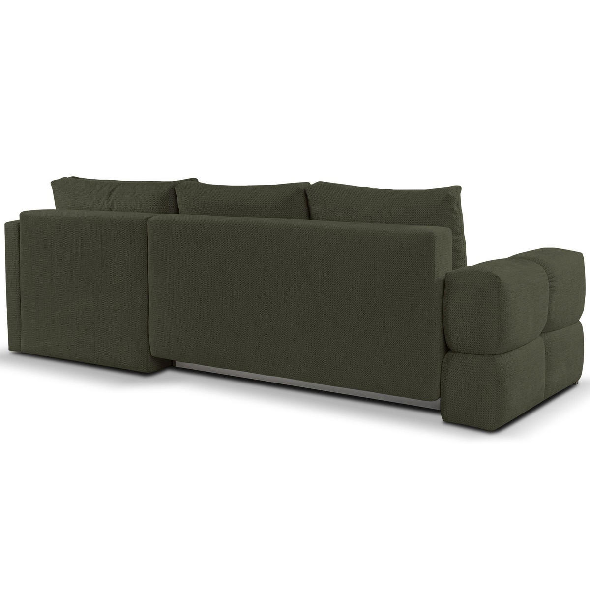 ECKSOFA Taremi mit Chenillebezug Olivgrün, beidseitig - Schwarz/Olivgrün, Textil (267/185cm) - Selsey