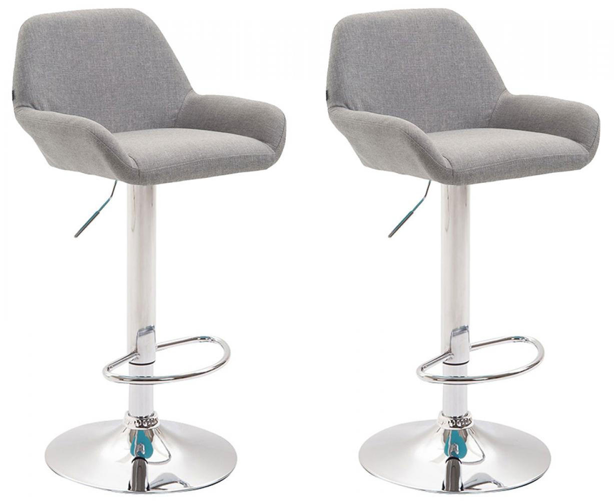BARHOCKER 2er Set Stoff grau - Chromfarben/Grau, Textil/Metall (51/89/52cm) - CLP
