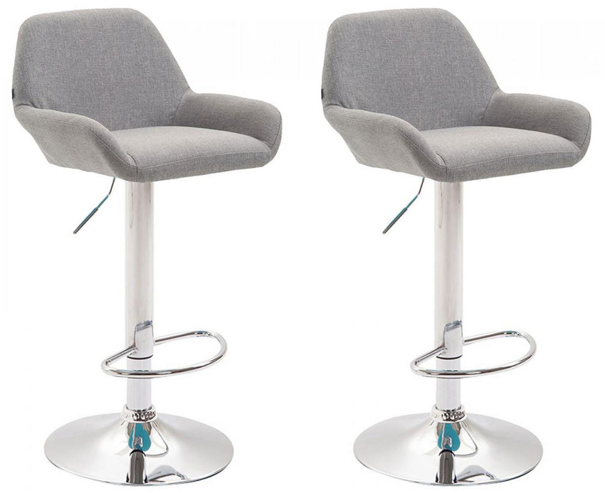 BARHOCKER 2er Set Stoff grau - Chromfarben/Grau, Textil/Metall (51/89/52cm) - CLP