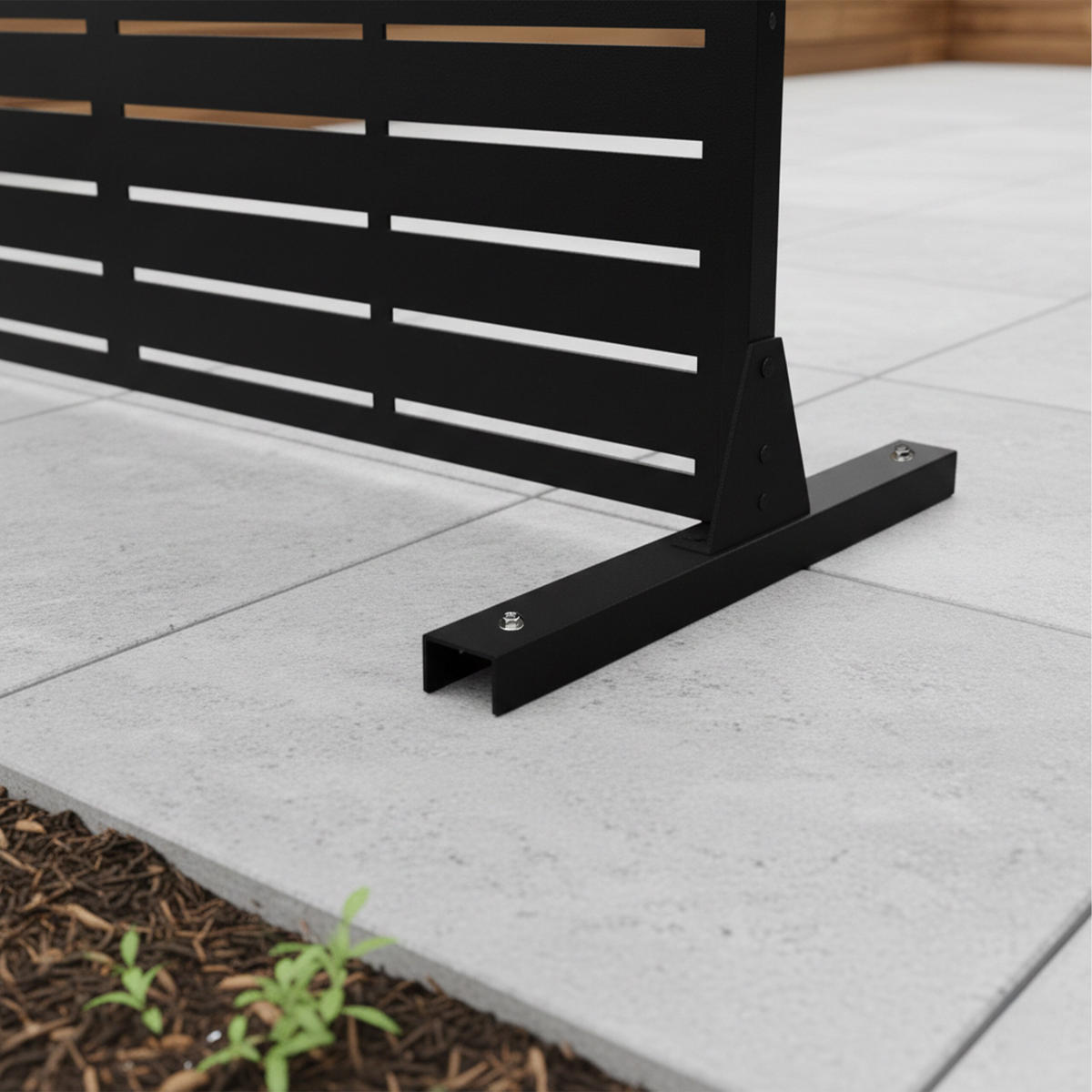 SICHTSCHUTZ Schwarz Metall Lamellen 183x110 cm - Schwarz, Metall (50/183cm) - Relaxdays