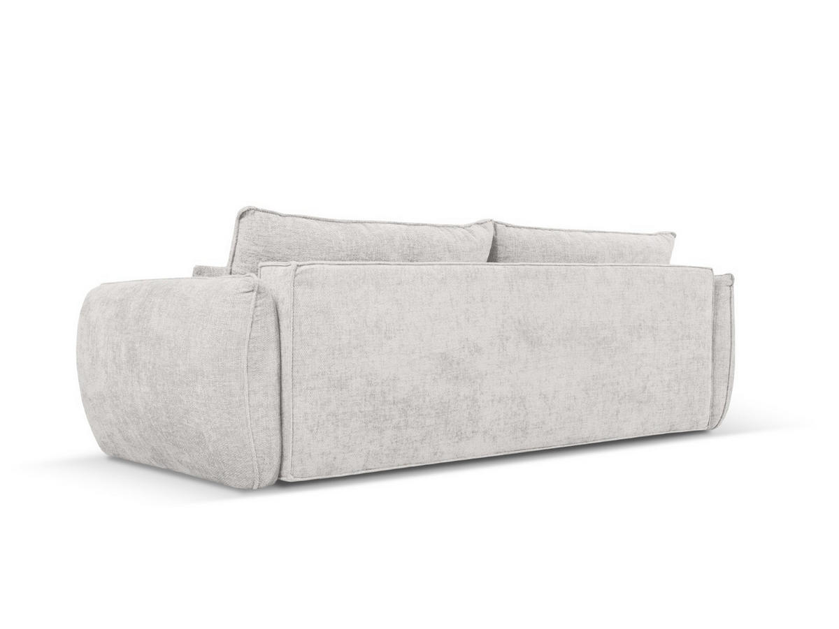 AUSKLAPPBARES-SOFA mit Bettkasten Kaelle aus Chenille-Stoff hellgrau 3 Sitzplätze - Hellgrau, Textil (97/91/244cm) - Micadoni