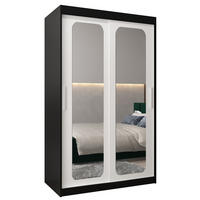 SCHWEBETÜRENSCHRANK 200/120/62 2-türig - Silberfarben/Schwarz, Holz/Kunststoff (120/200/62cm) - Abiks Möbel