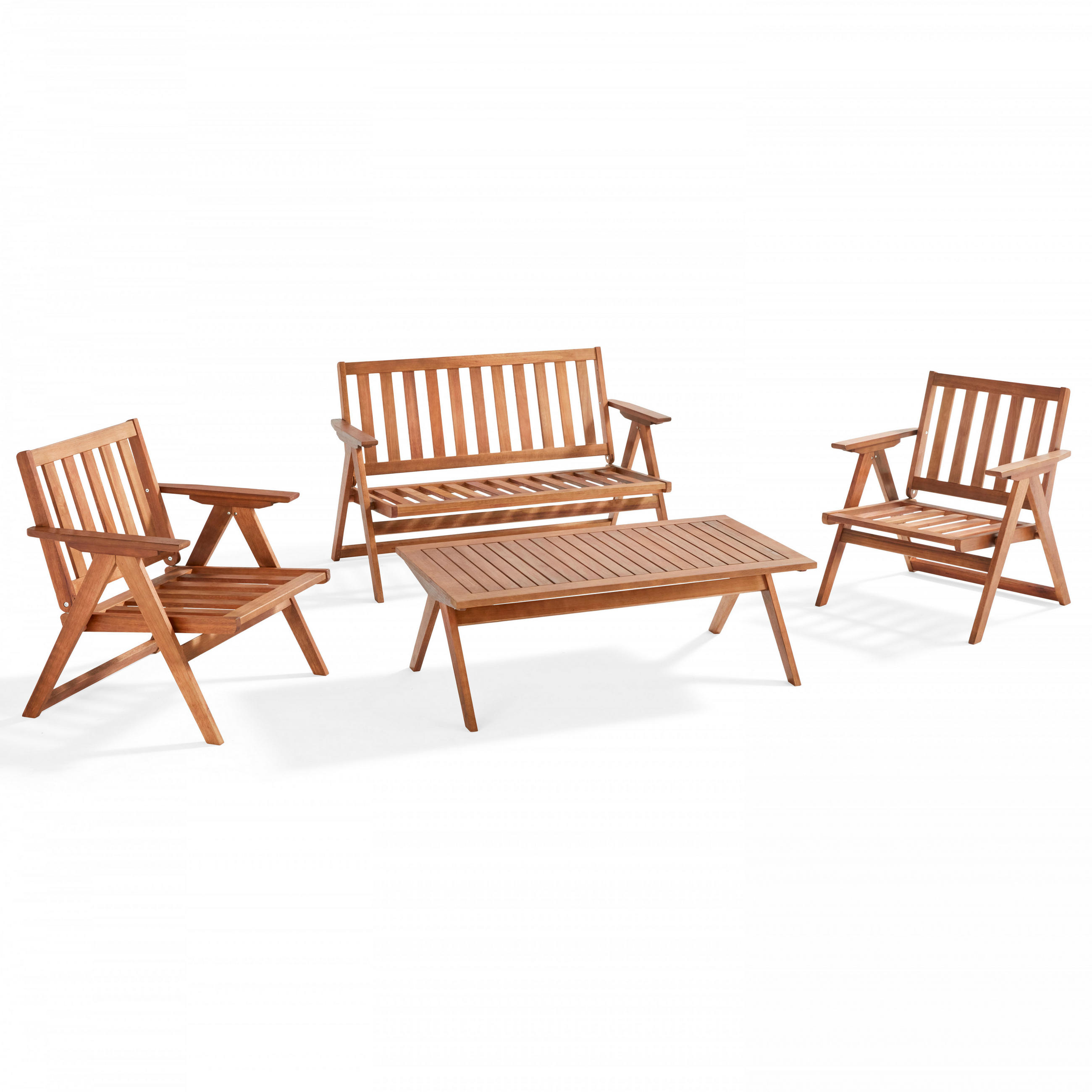 GARTENSET 4-Sitzer, Schwarz - Schwarz, Holz (67/79/117cm) - Oviala