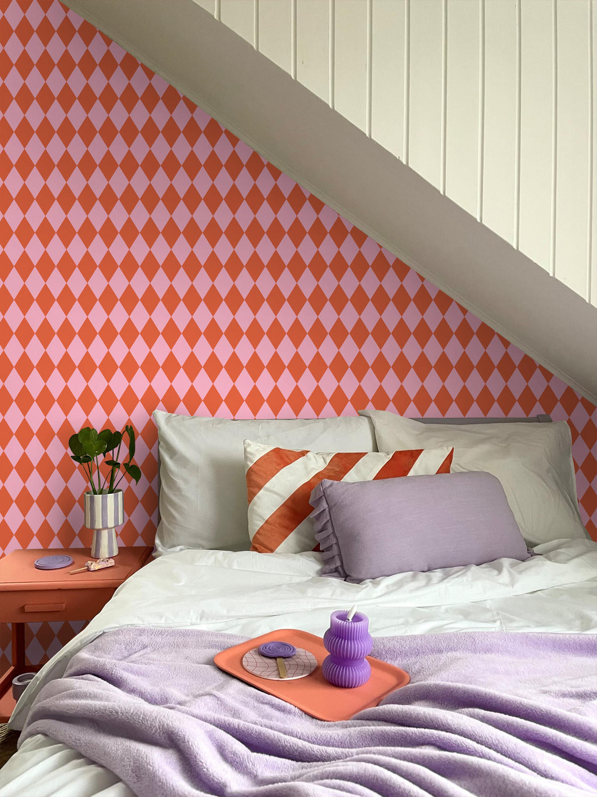 TAPETE Karomuster 50 x 900 cm - Orange, Papier (50/900cm) - ESTAhome