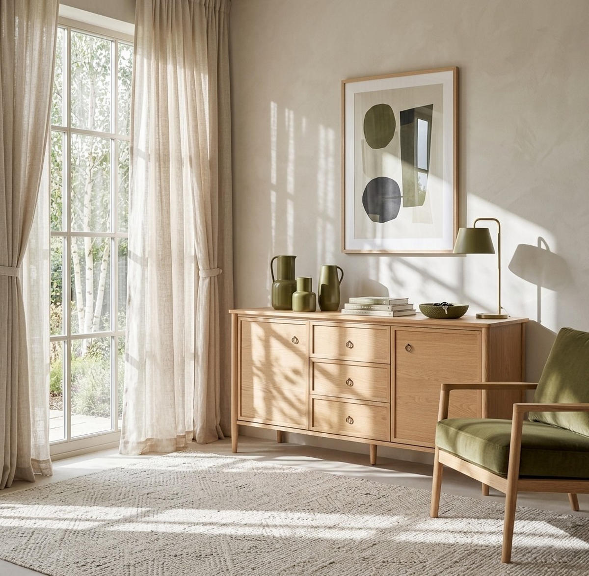 SIDEBOARD Rose, Eiche - Beige, Holz (150/80/45cm) - WOODEK