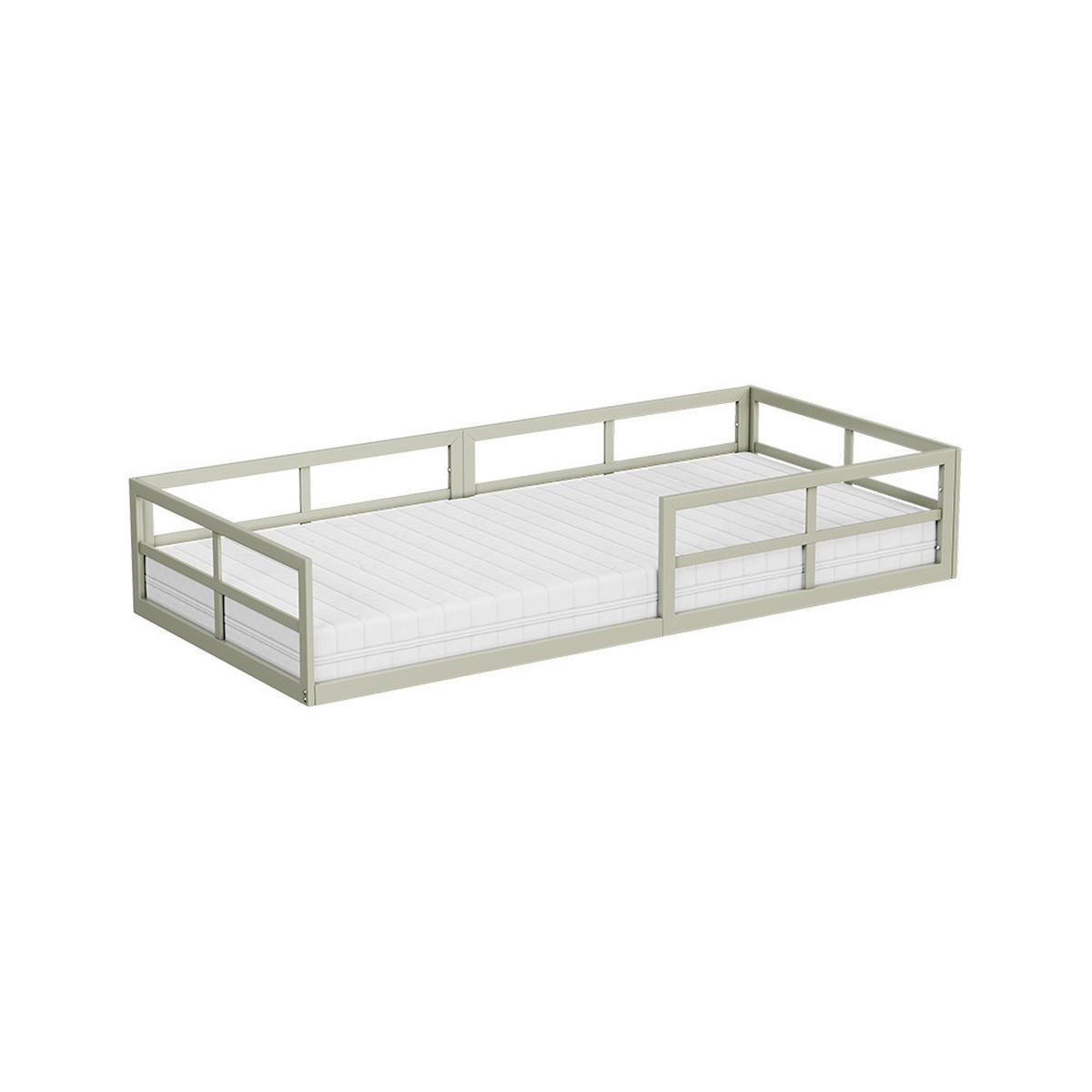 BODENBETT AUS METALL Minno Greige 90x200 mit Matratze - Greige, Metall - VitaliSpa