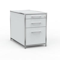 BÜRO-STANDCONTAINER Holz, 80 cm, 3 Schubladen, 1 Hängeregistratur, Lichtgrau - Chromfarben/Silberfarben, Holzwerkstoff/Metall (80/61/80cm) - Versee