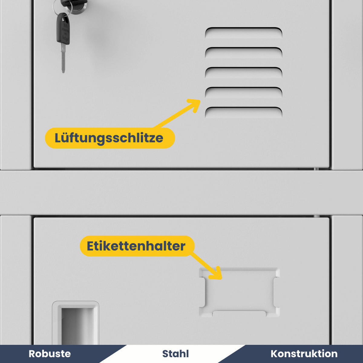 SCHLIESSFACHSCHRANK Spind TAMPA 20 Fächer172x136x45cm Grau - Grau, Metall (136/172/45cm) - DELUKE