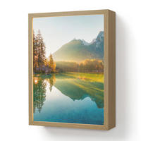 WANDLEUCHTE MIT AKKU See - Wald - Berge - Natur - Sonne - Landschaft 30x40 cm - Grün, Holzwerkstoff (30/40/8cm) - OnlyWow