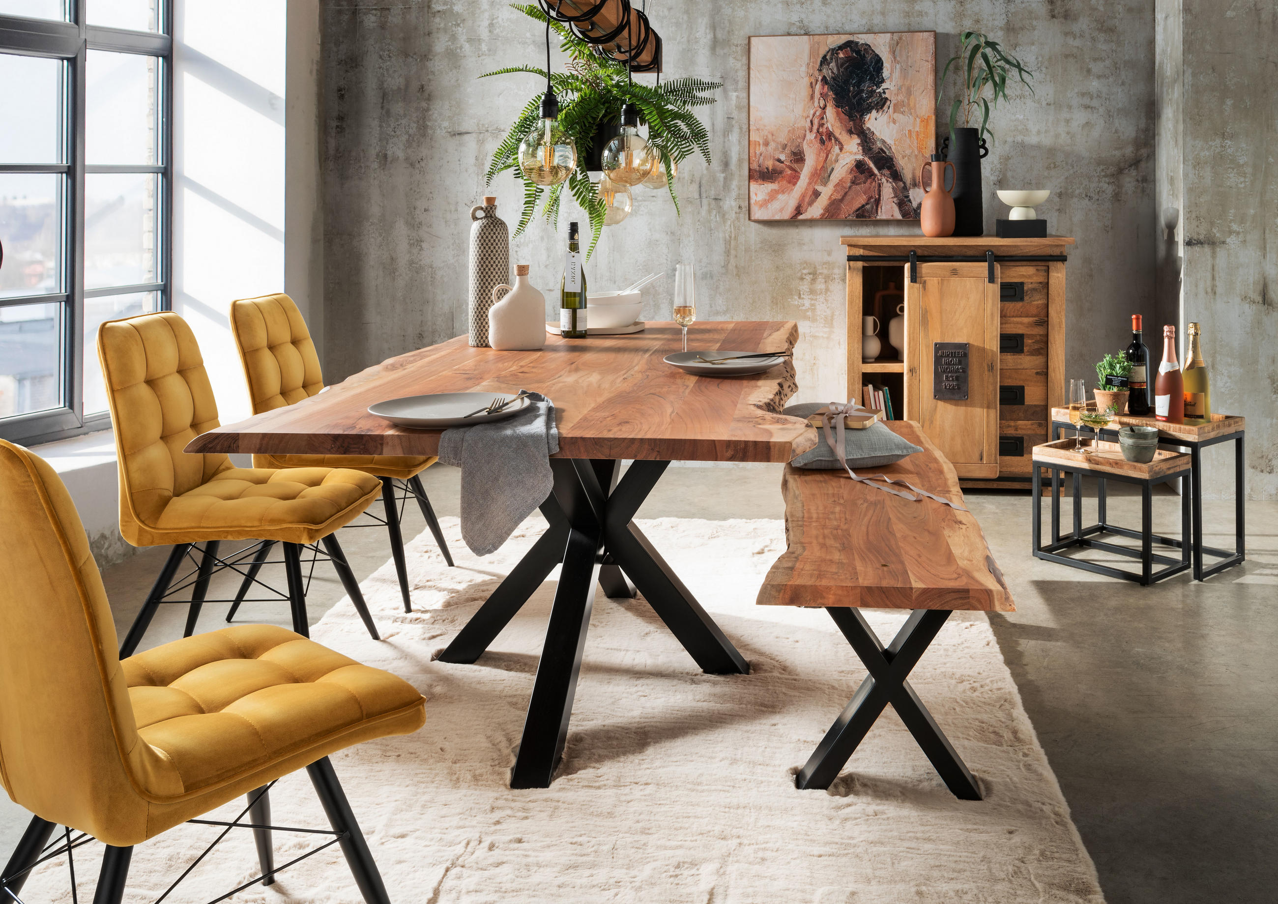 KOMMODE Florenz 90x45x100 cm massives Mangoholz - Schwarz/Braun, Holz (90/100/45cm) - Mr. Deko