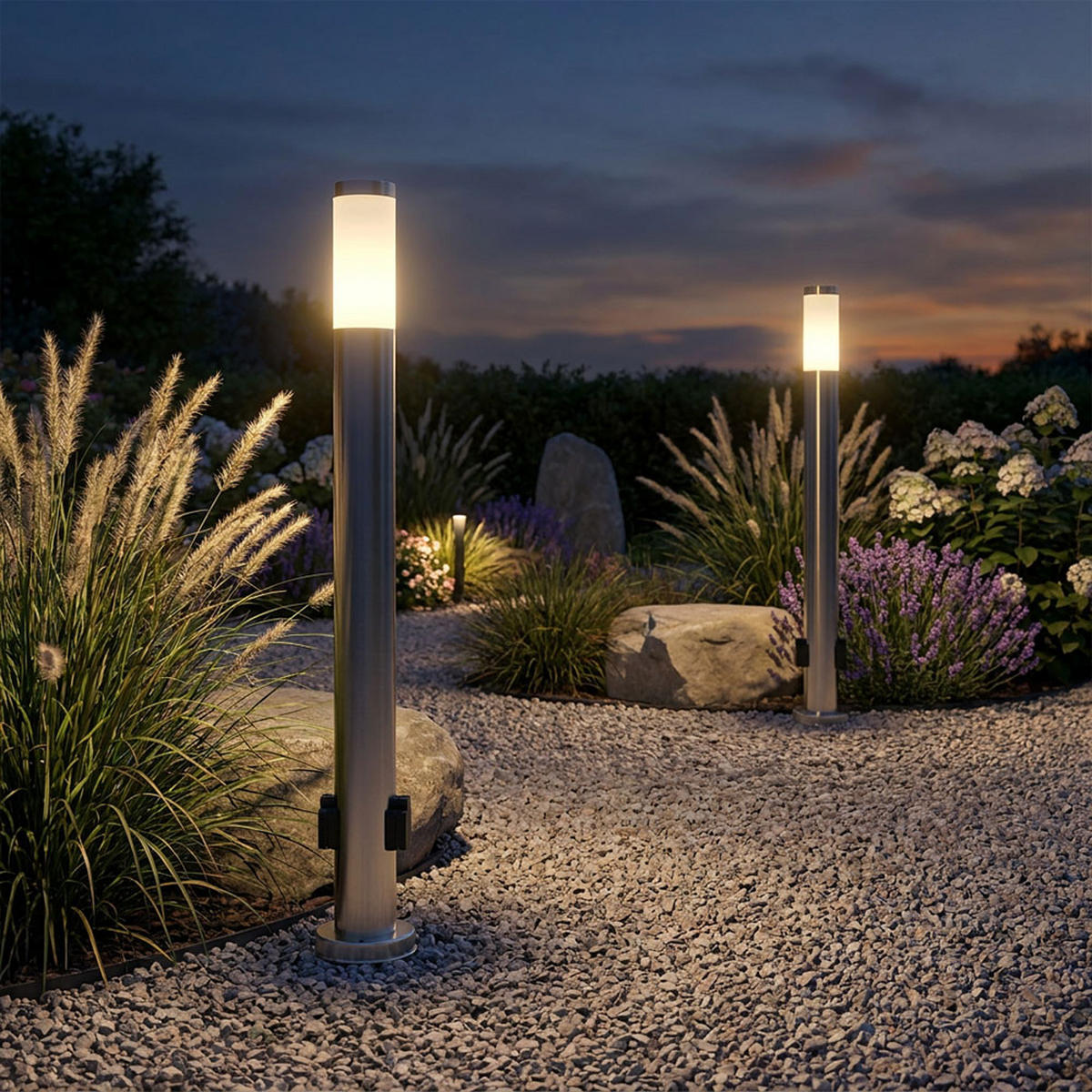 LED STEHLEUCHTE Edelstahl Silber 2er Set - Silberfarben, Metall (12.7/12.7/110cm) - Globo Lighting