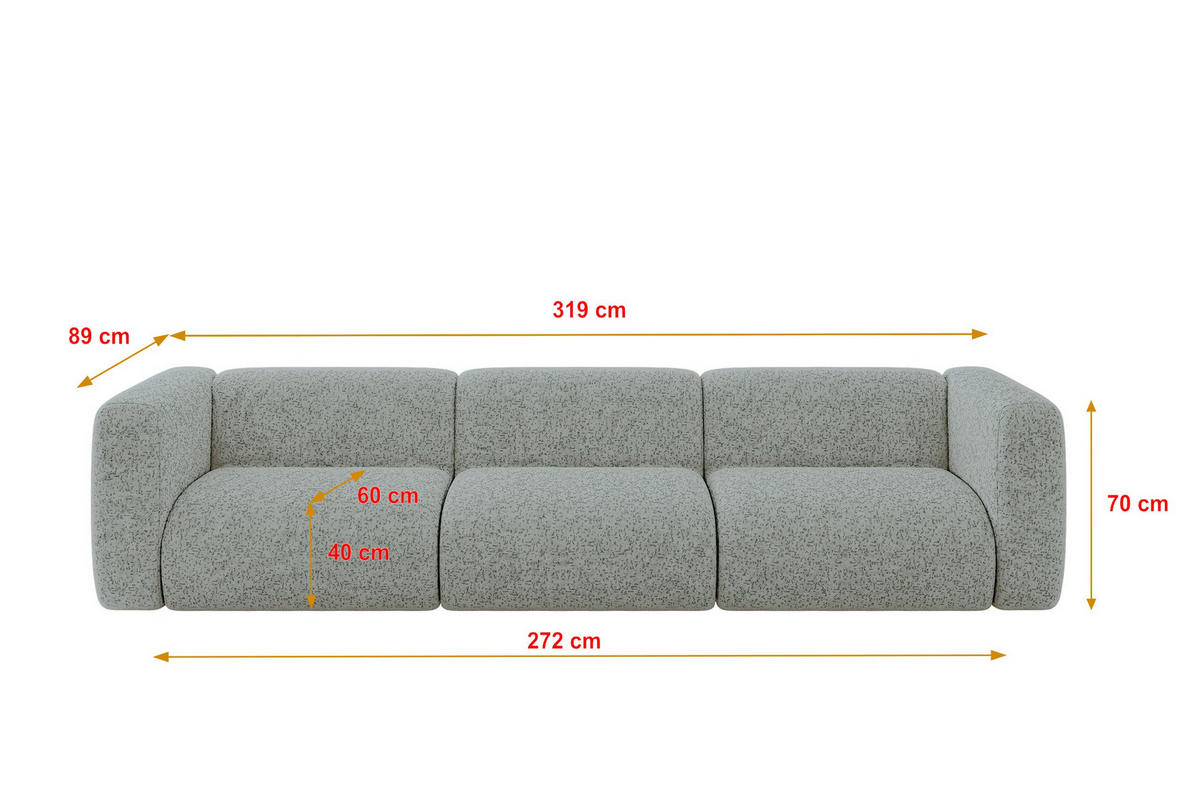 MODULÁRNÍ pohovka MIRA-S2, 3místná, 319 × 89 × 70 cm, zelená, velur - černá/světle zelená, kompozitní dřevo/textil (319/70/89cm) - ALTDECOR