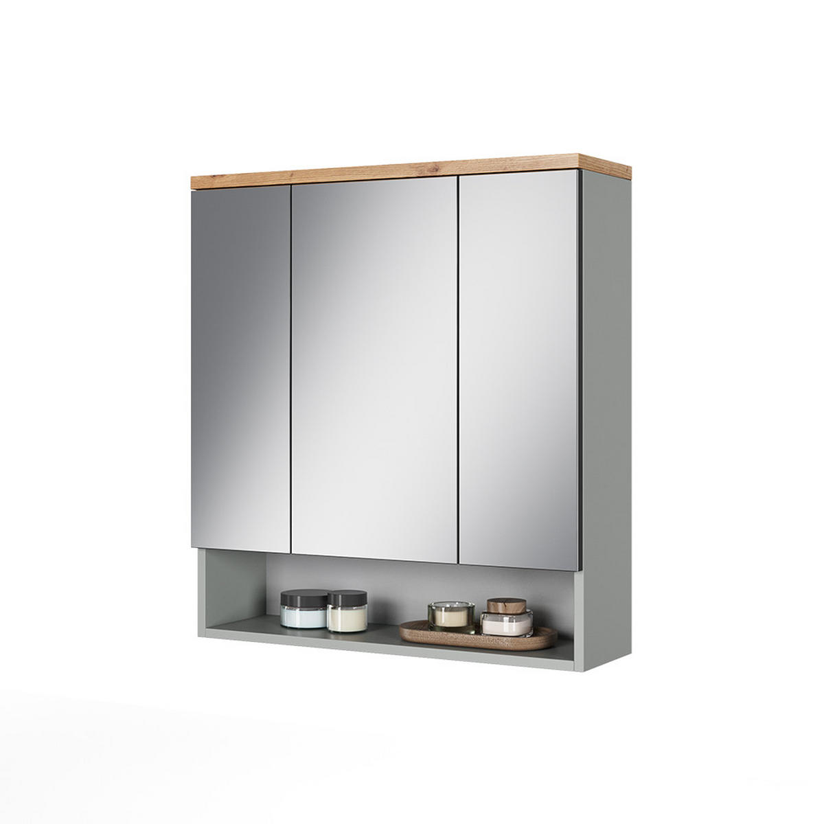 BADSPIEGELSCHRANK Eden Grau/Artisan 70 x 77.5 cm mit 3 Spiegeltüren - Hellgrau/Grau, Holzwerkstoff (70/77.5/21.7cm) - Vicco