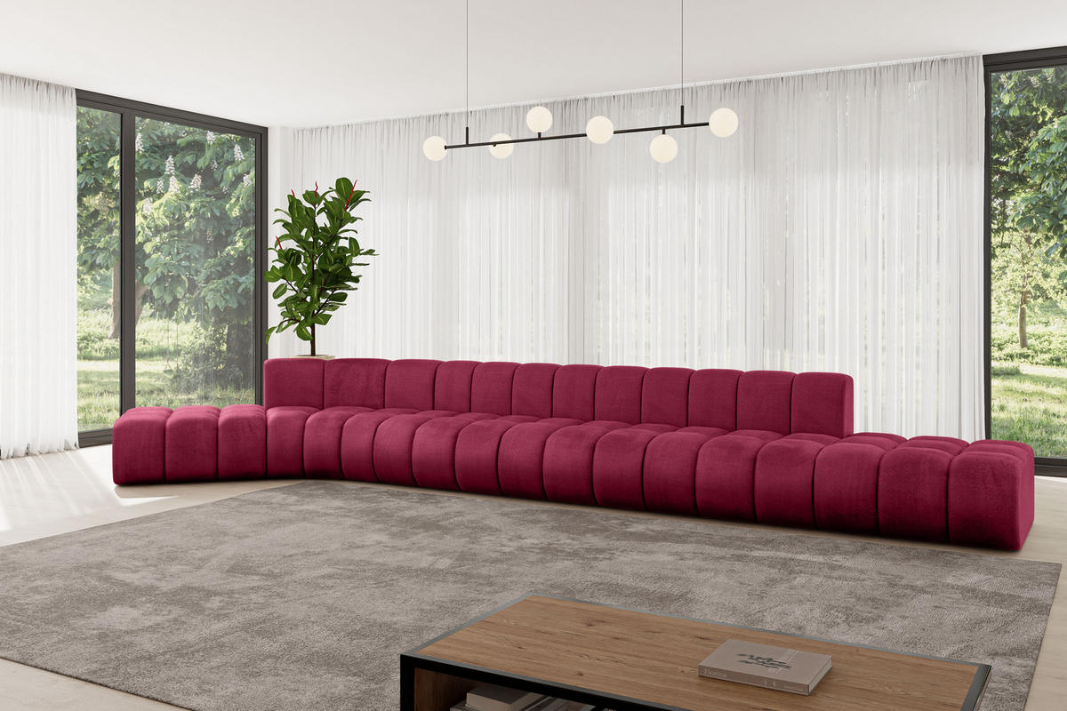ECKSOFA modulares Sofa Solven-L3 - 562x174x70 cm Bordeauxrot - Bordeaux, Holzwerkstoff/Textil (562/174cm) - ALTDECOR