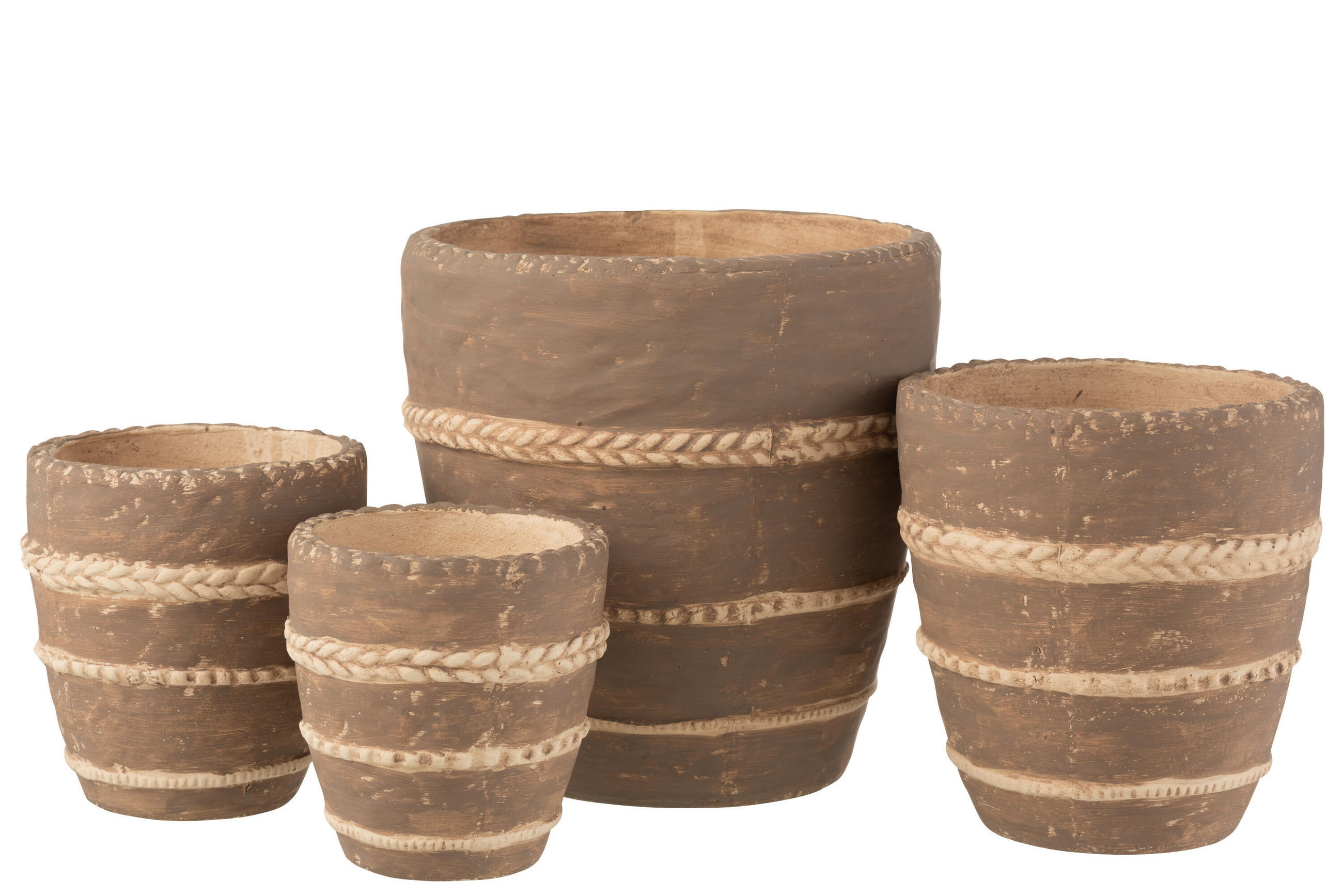 BLUMENTOPF GEFLOCHTEN - Töpferei - Braun - XL - Ø 23,5 cm - Braun, Keramik (23.5/24cm) - J-Line