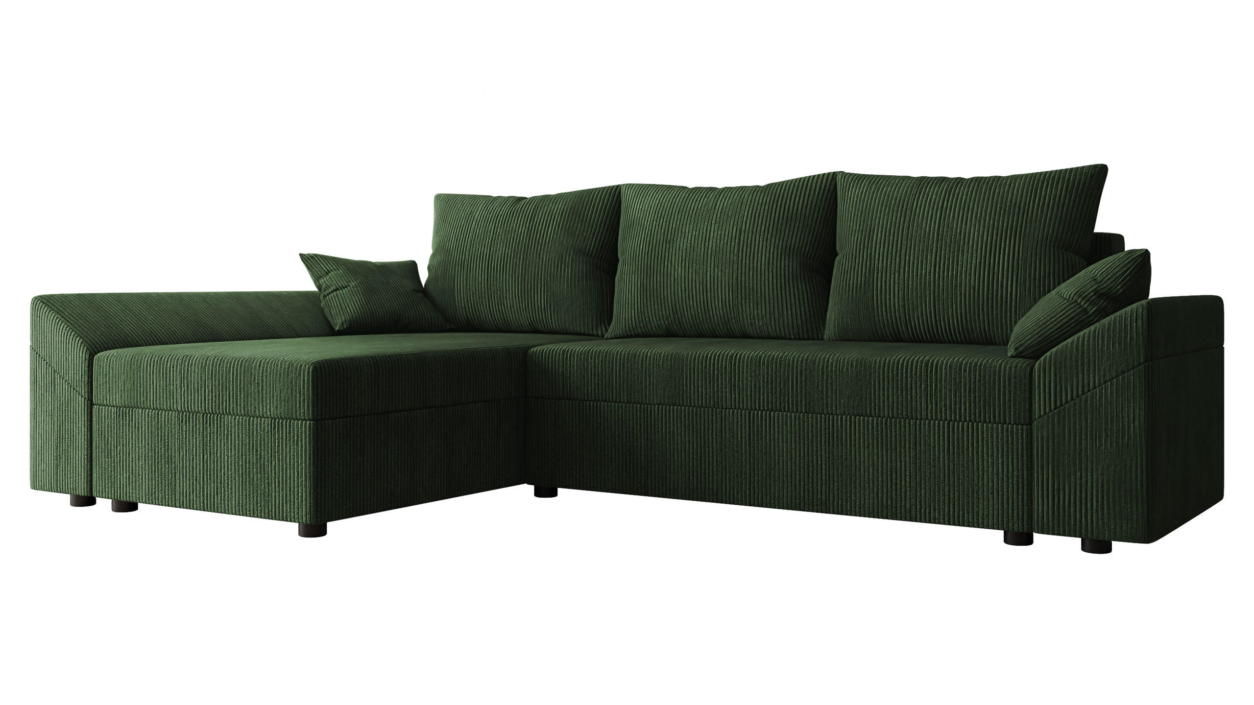 ECKSOFA Dante L Cord - Schwarz/Grün, Holz/Kunststoff (240/140cm) - MIRJAN24