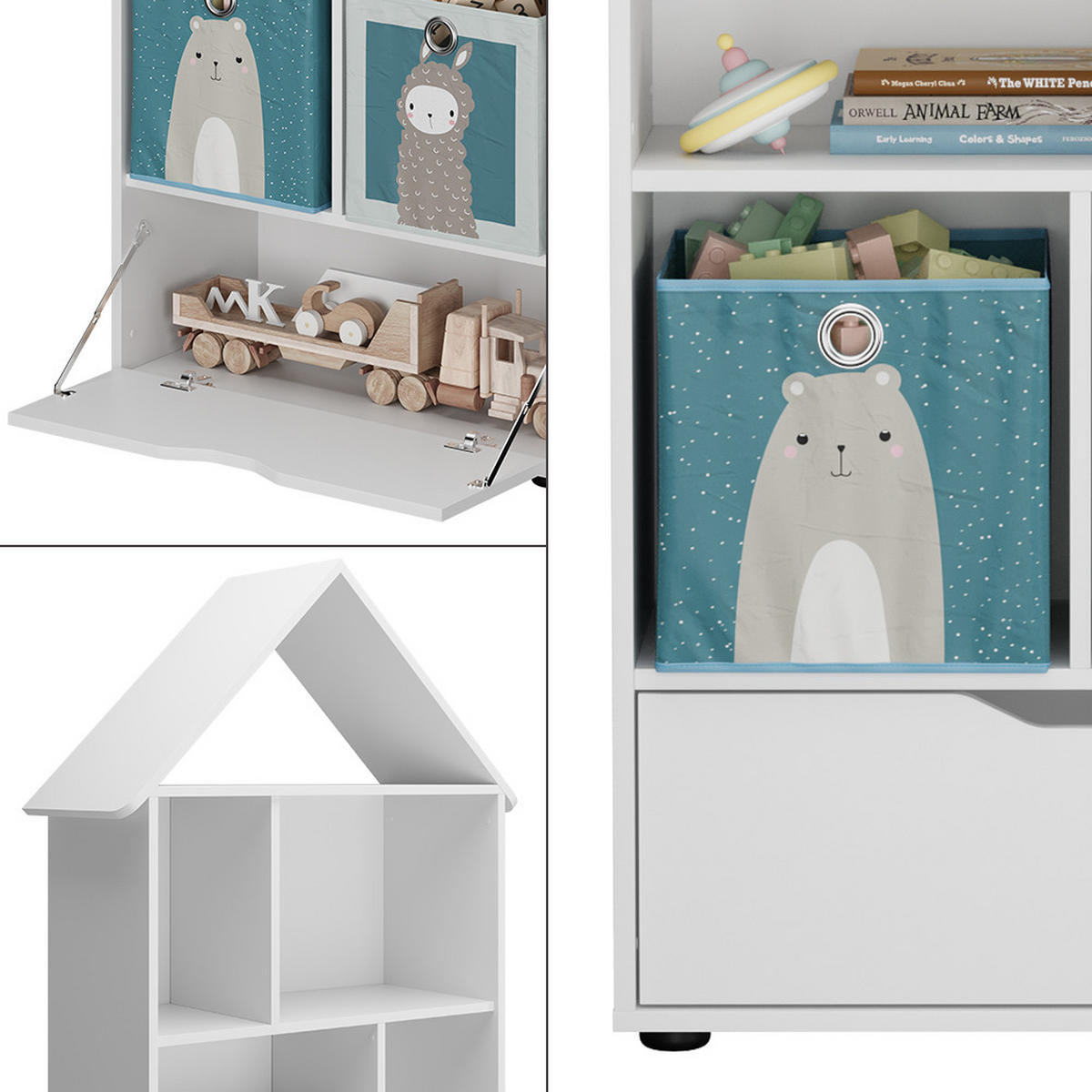 KINDERREGAL Estell Weiß 71 x 178.5 cm - Weiß, Holzwerkstoff (71/178.5/32.1cm) - Vicco
