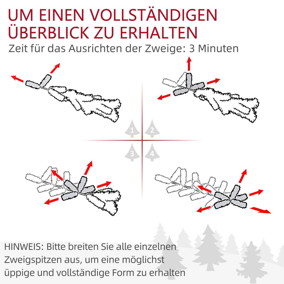 107 cm Künstlicher Weihnachtsbaum, 2er-Set mit 100 LED-Lichten flammhemmend - Weiß/Grün, Kunststoff/Metall (107cm) - HOMCOM