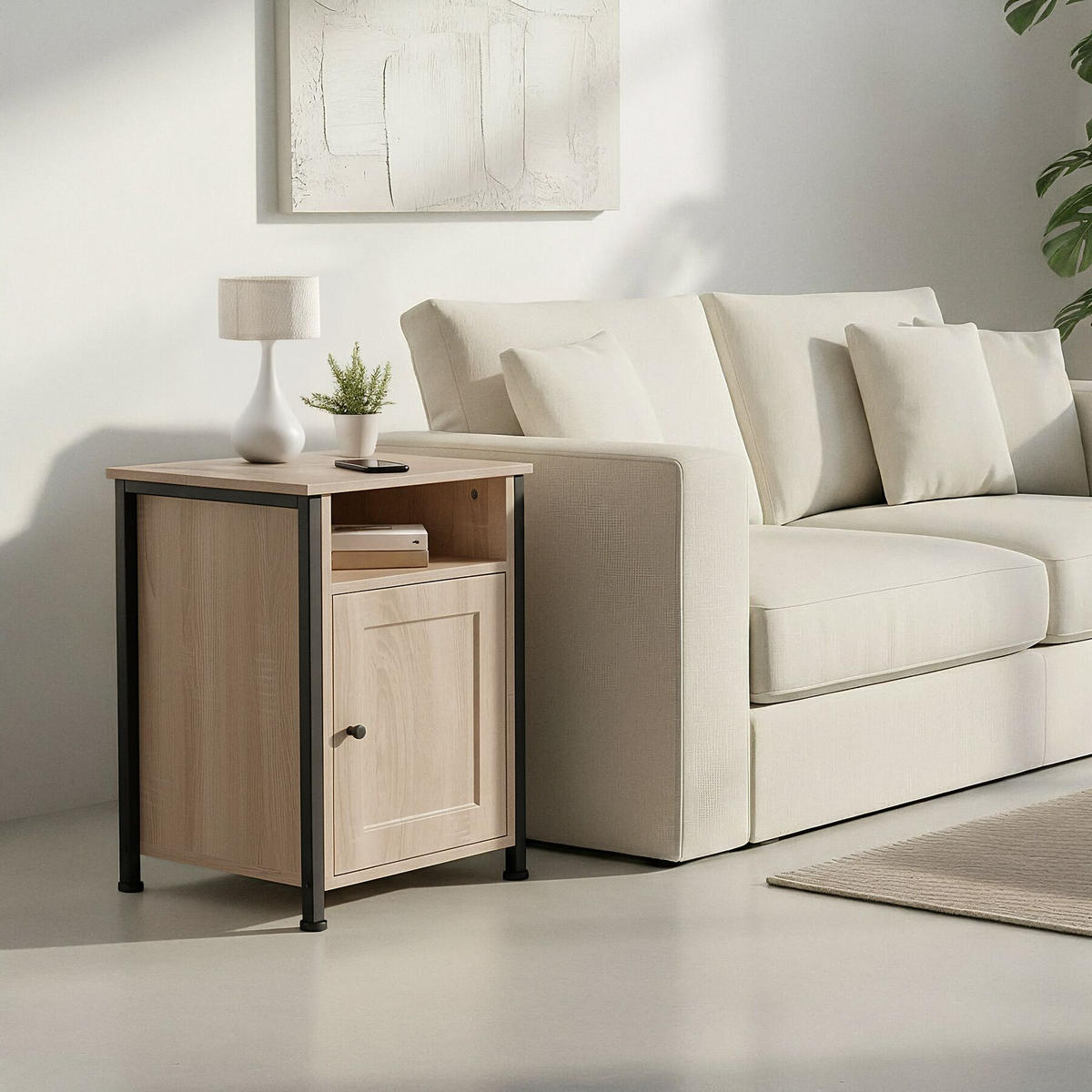 NACHTSCHRANK Blackburn,40 x 42 x 60,5 cm,Industrial Holz hell, Eiche Sonoma - Naturfarben, Holzwerkstoff (40/60.5/42cm) - tectake