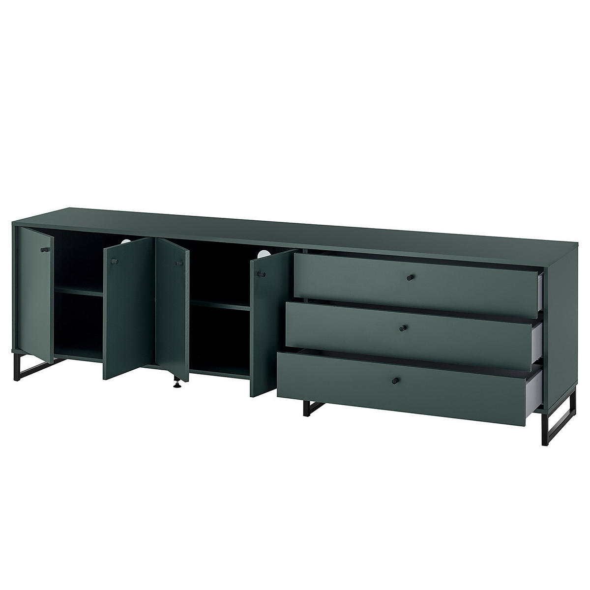 LOWBOARD - Dunkelgrün / Schwarz - Dunkelgrün, Holzwerkstoff (213/62/42cm) - home24