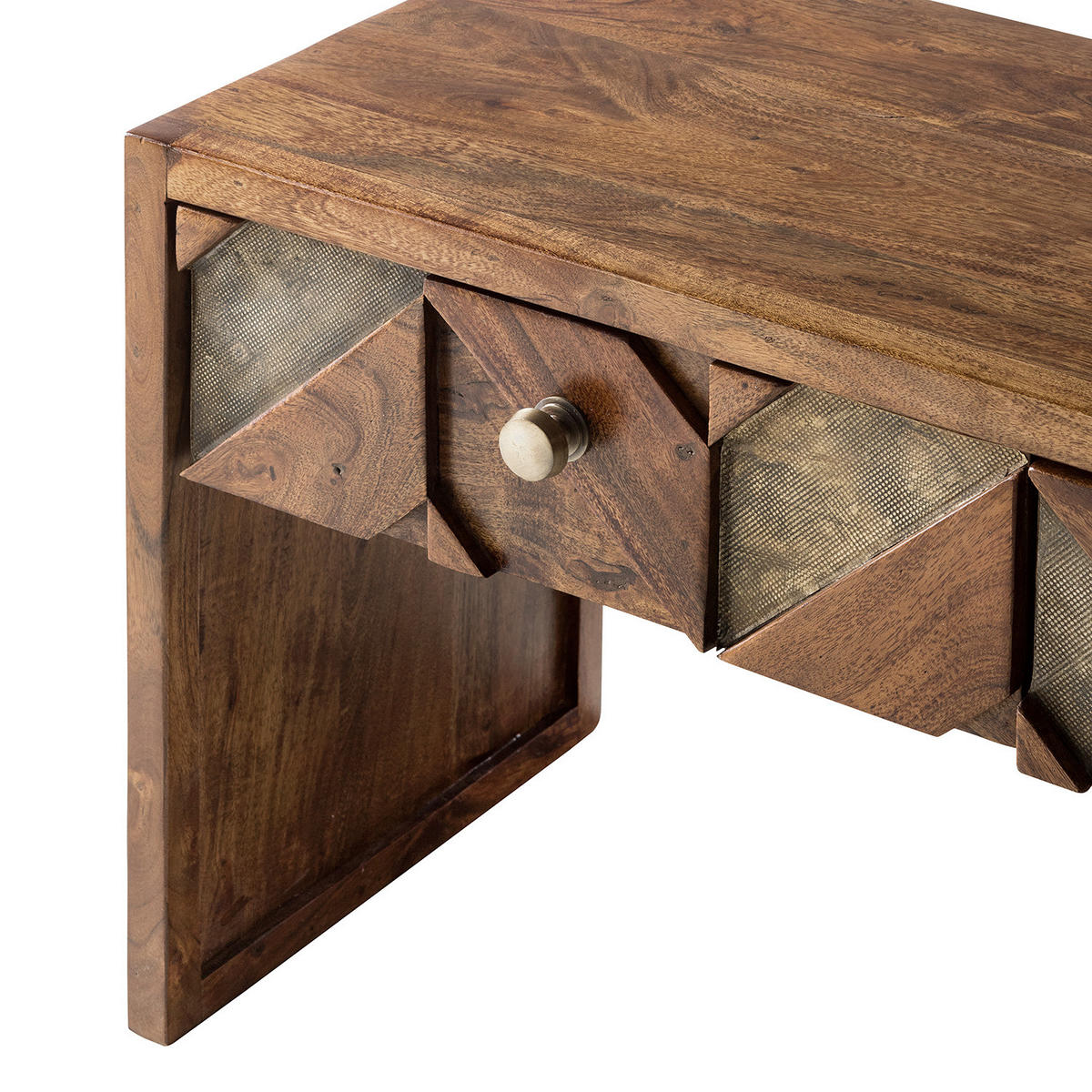 GARDEROBENBANK - Akazie massiv / Metall - Akaziefarben, Holz (87/45/35cm) - home24